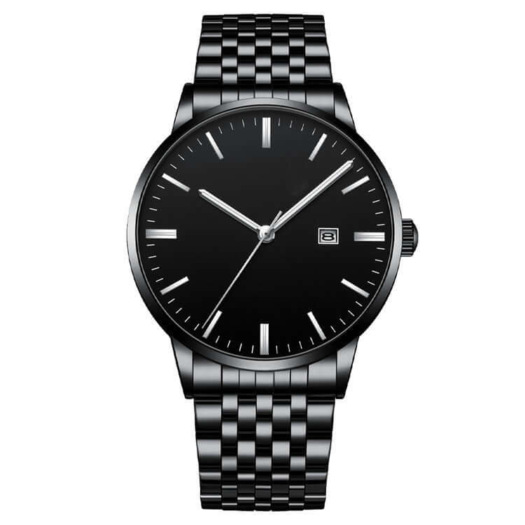 Montre Homme LIGE - Cadran Noir Acier Inoxydable étanche - Élégante - Neuve Avec étiquettes
